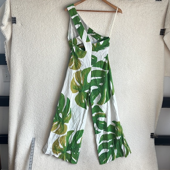 Farm Rio White Monstera One Shoulder Jumpsuit Womens Medium - Picture 10 of 12